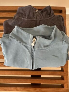 Linksoul Light Blue and Heather Blue Quarter-Zip Pullovers
